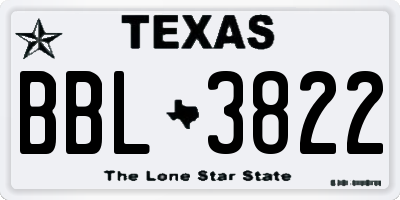TX license plate BBL3822