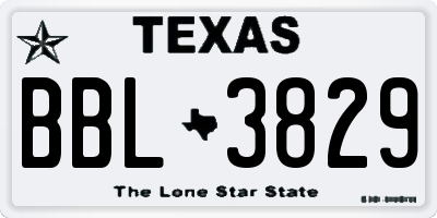 TX license plate BBL3829