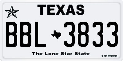TX license plate BBL3833