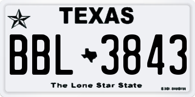 TX license plate BBL3843
