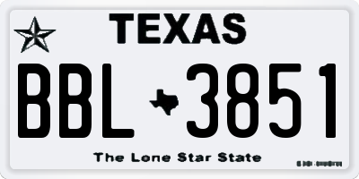 TX license plate BBL3851