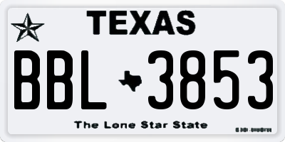 TX license plate BBL3853