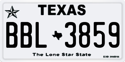 TX license plate BBL3859