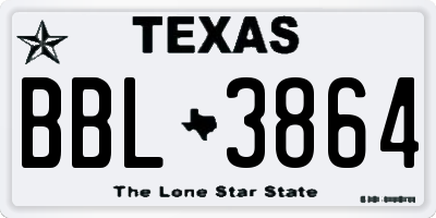 TX license plate BBL3864