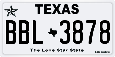 TX license plate BBL3878