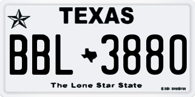 TX license plate BBL3880