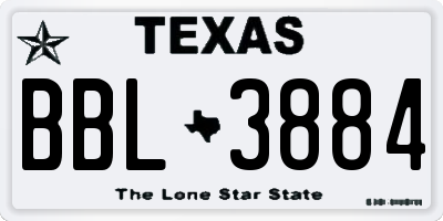 TX license plate BBL3884
