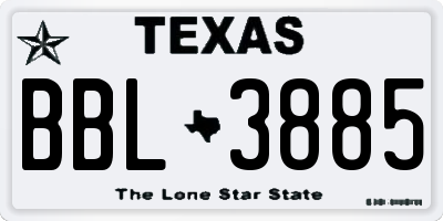 TX license plate BBL3885
