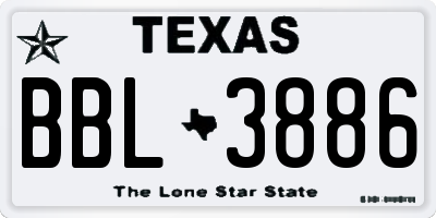 TX license plate BBL3886