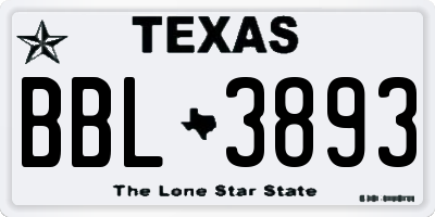 TX license plate BBL3893