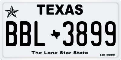 TX license plate BBL3899