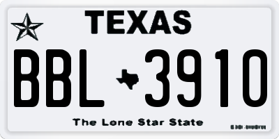 TX license plate BBL3910