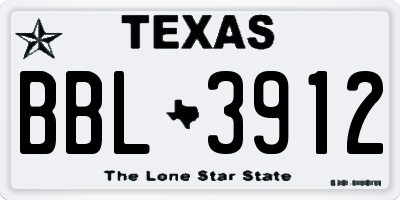 TX license plate BBL3912