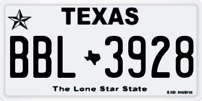 TX license plate BBL3928