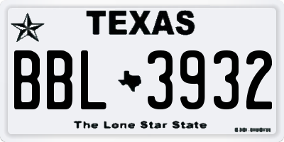 TX license plate BBL3932