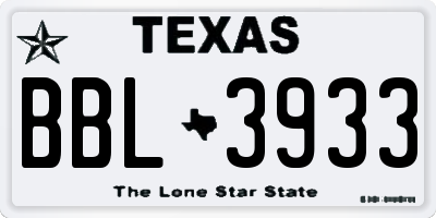 TX license plate BBL3933