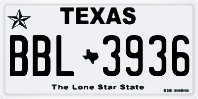TX license plate BBL3936