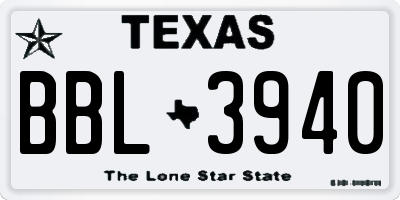 TX license plate BBL3940
