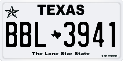 TX license plate BBL3941
