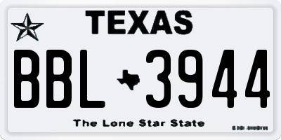 TX license plate BBL3944