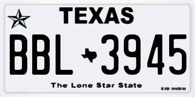 TX license plate BBL3945