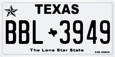 TX license plate BBL3949