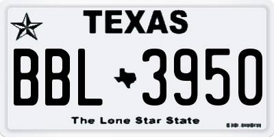 TX license plate BBL3950