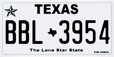 TX license plate BBL3954