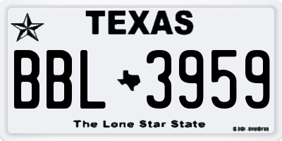 TX license plate BBL3959