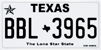 TX license plate BBL3965
