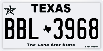 TX license plate BBL3968