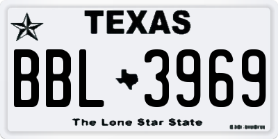 TX license plate BBL3969