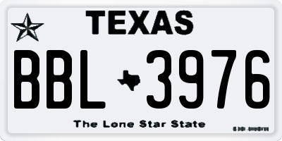 TX license plate BBL3976