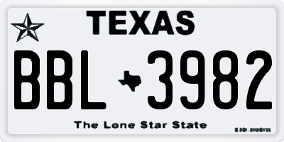 TX license plate BBL3982