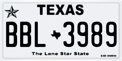 TX license plate BBL3989