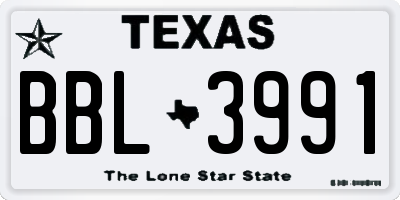 TX license plate BBL3991