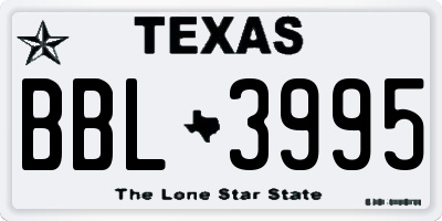 TX license plate BBL3995