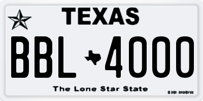 TX license plate BBL4000