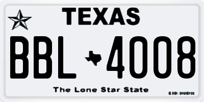 TX license plate BBL4008