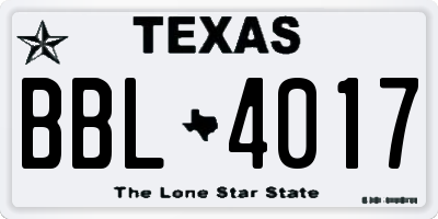 TX license plate BBL4017