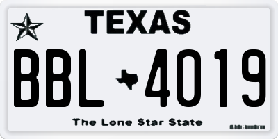 TX license plate BBL4019