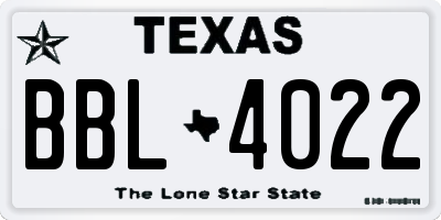 TX license plate BBL4022