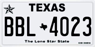 TX license plate BBL4023