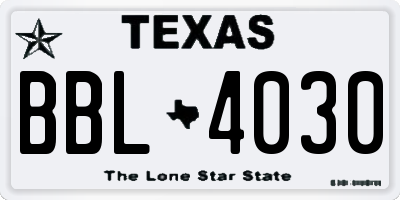 TX license plate BBL4030