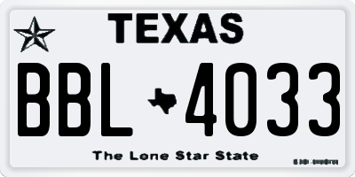 TX license plate BBL4033