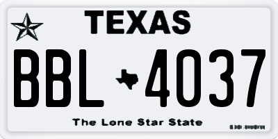 TX license plate BBL4037