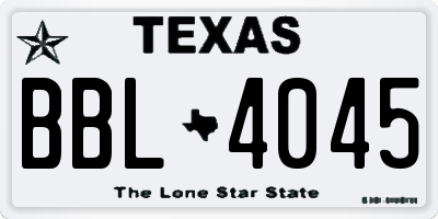 TX license plate BBL4045