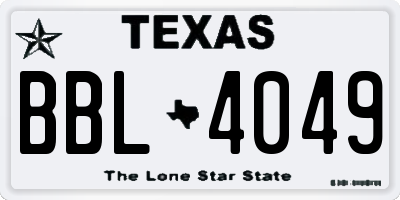 TX license plate BBL4049
