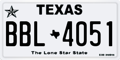 TX license plate BBL4051