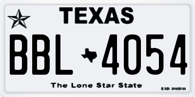 TX license plate BBL4054